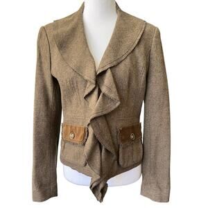 CAbi Wool Ruffle Wool Jacket Womens 2 Victorian Steampunk Academia Blazer